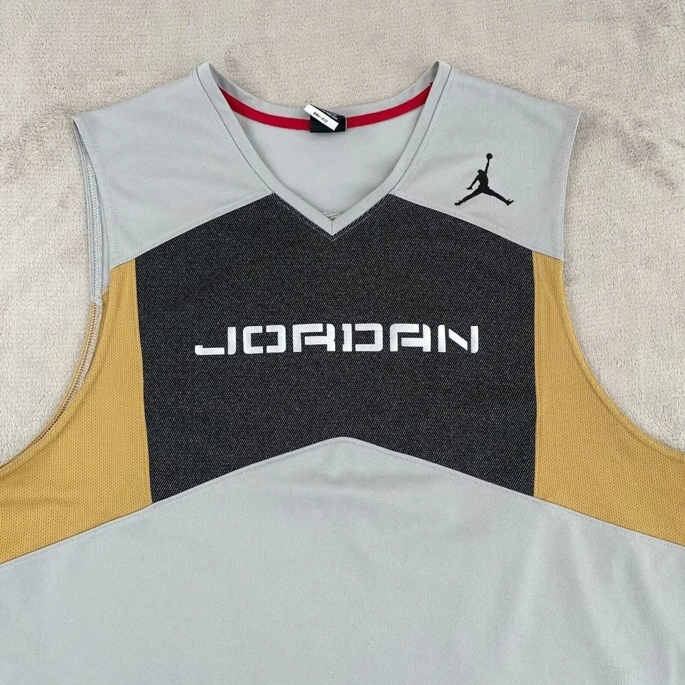 Nike Air Jordan Jersey Men 2XL Grey ColorBlock‎ Competition Sleeveless NWOT